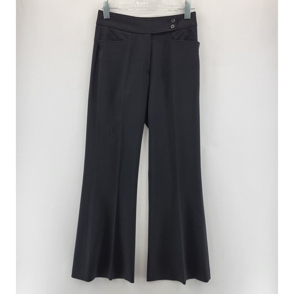 Rene Lezard Dress Pants Womens 34 EU Small 4 US Black Wool Wide Leg Corpcore‎